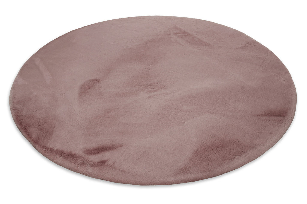 Esprit Kunstfell Teppich Rund Altrosa und sehr flauschig Hochflor "Alice"