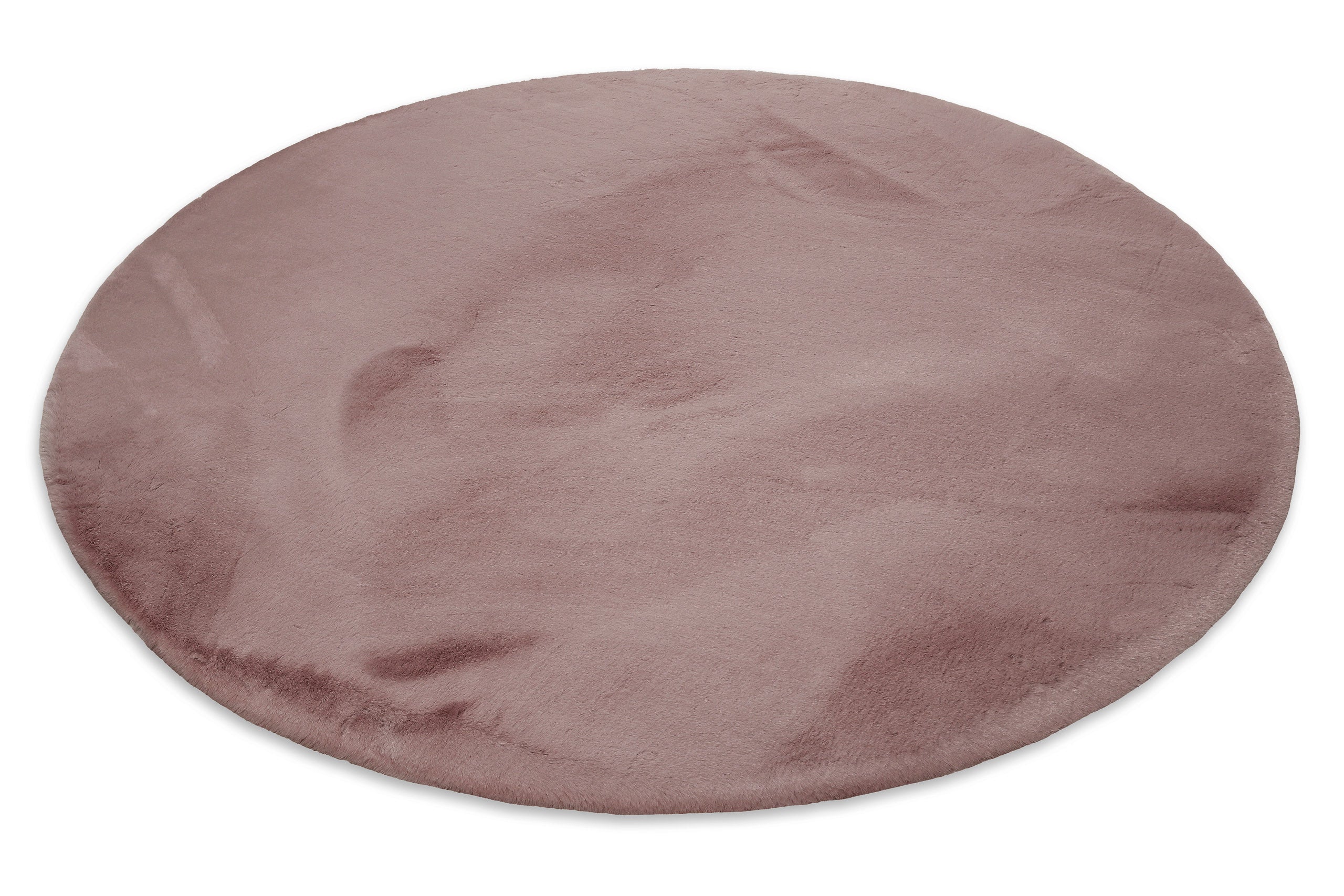 Esprit Kunstfell Teppich Rund Altrosa und sehr flauschig Hochflor "Alice"