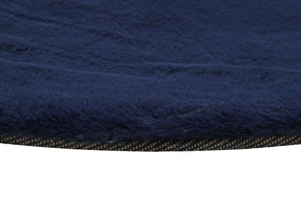 Esprit Kunstfell Teppich Rund Dunkelblau und sehr flauschig Hochflor "Alice"