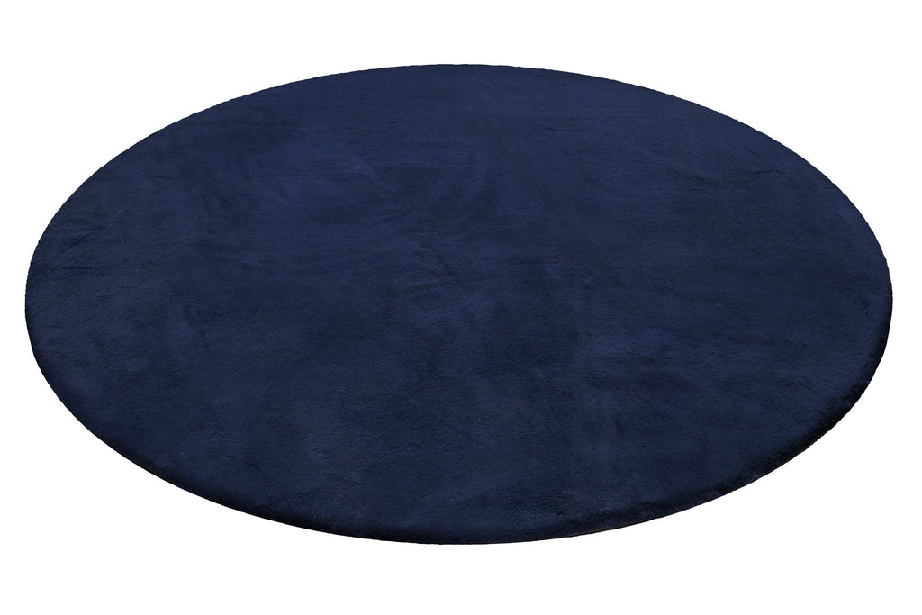 Esprit Kunstfell Teppich Rund Dunkelblau und sehr flauschig Hochflor "Alice"