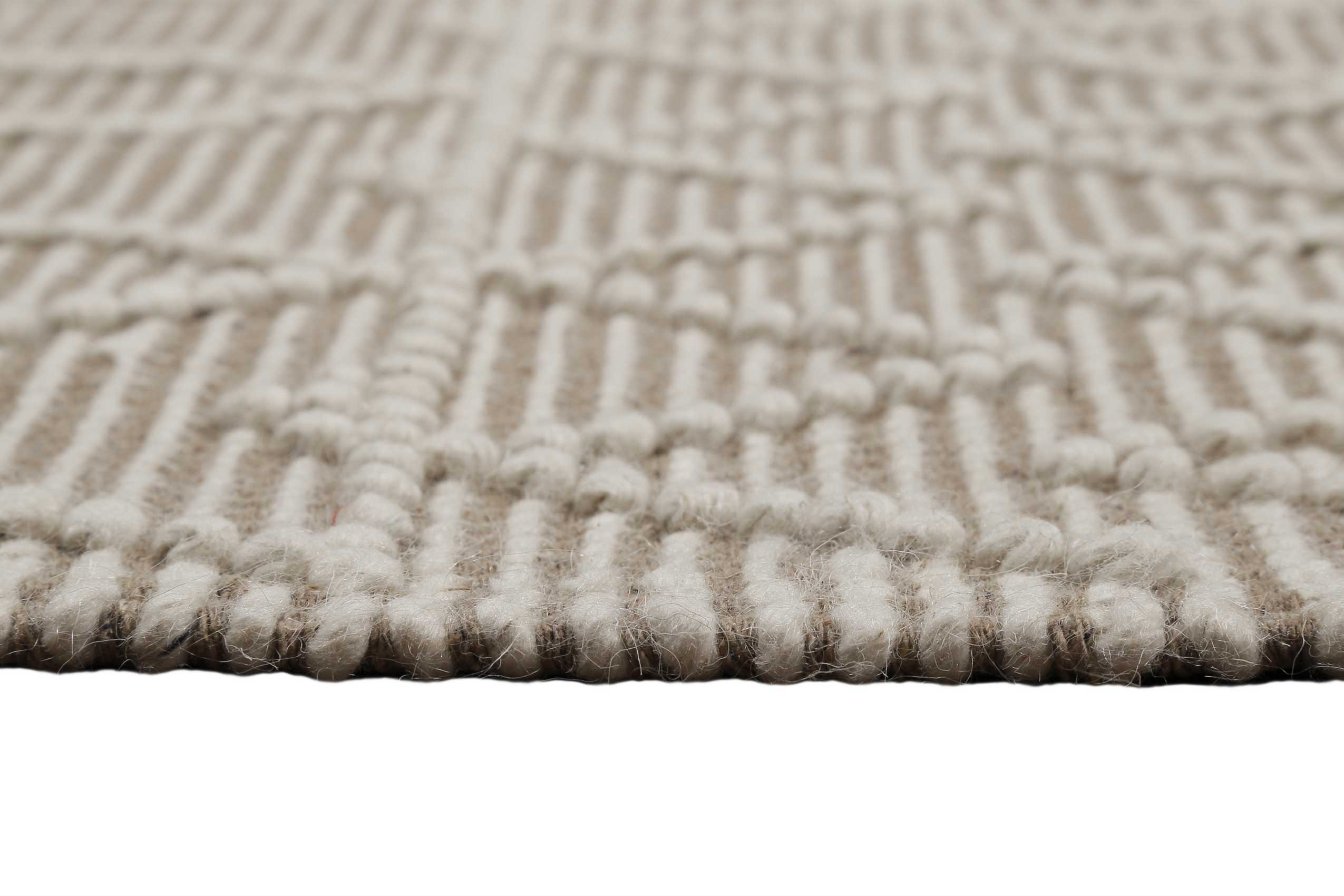 Esprit Teppich handgewebt Weiß Beige aus Wolle "Ana"