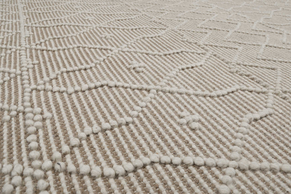 Esprit Teppich handgewebt Weiß Beige aus Wolle "Ana"