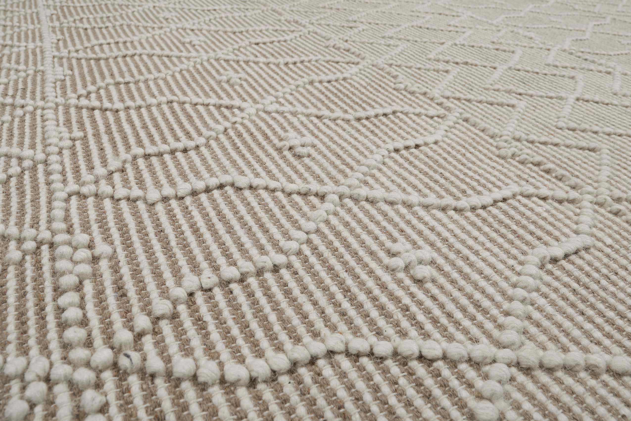Esprit Teppich handgewebt Weiß Beige aus Wolle "Ana"