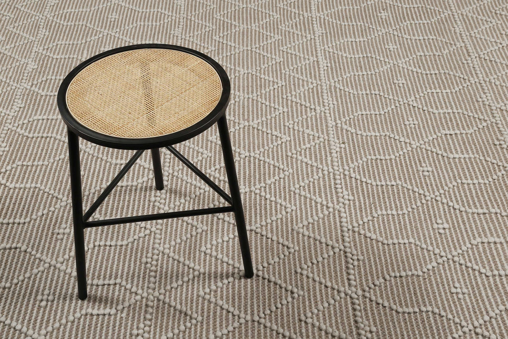 Esprit Teppich handgewebt Weiß Beige aus Wolle "Ana"