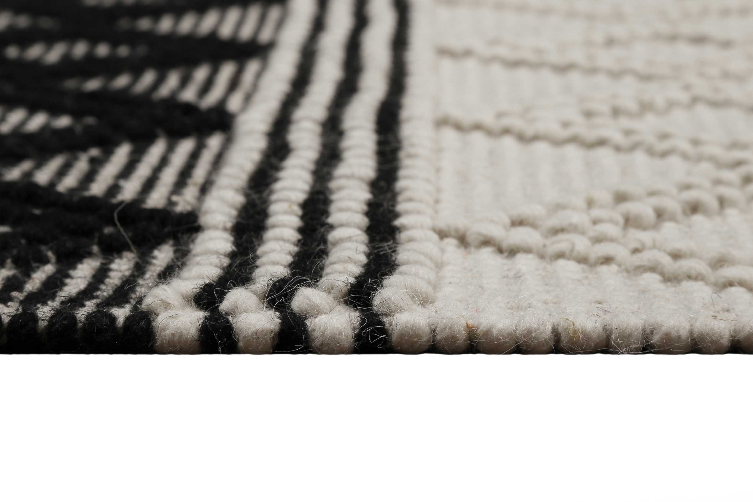 Esprit Teppich handgewebt Weiß Schwarz aus Wolle "Cara"