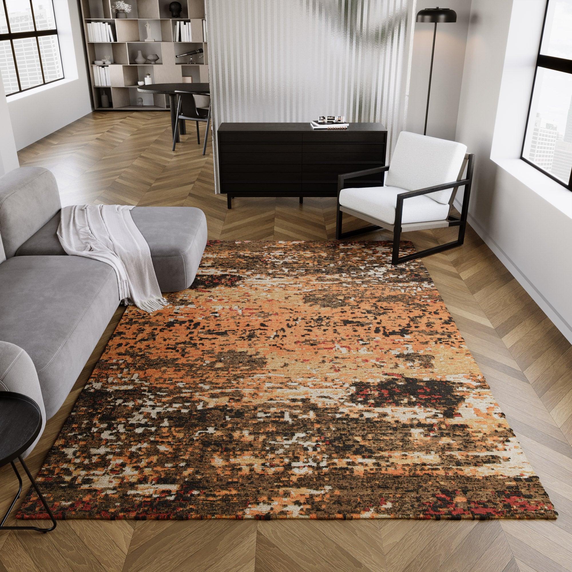 Esprit Kurzflor Teppich Orange aus Wolle "East Village"