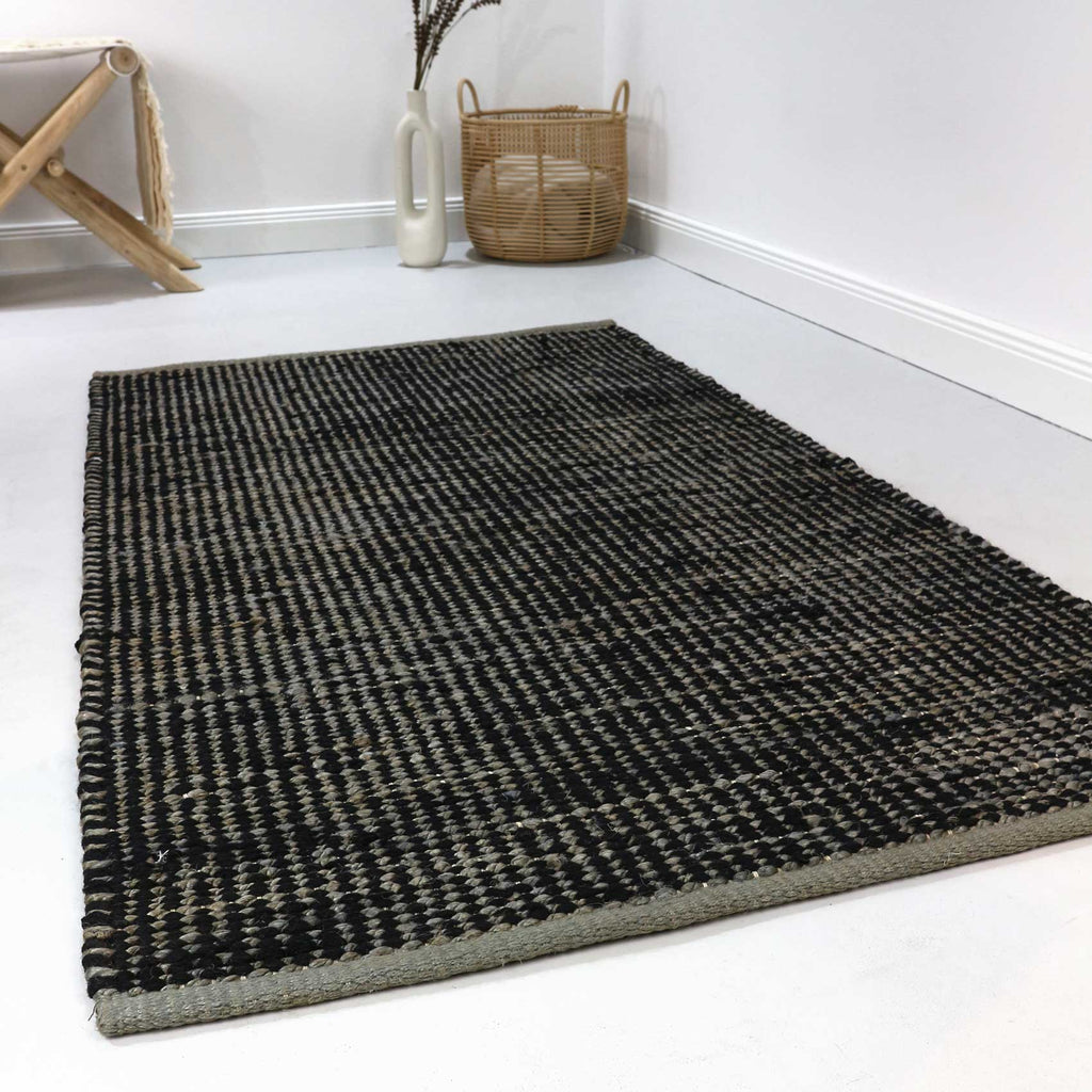Esprit Kelim Teppich Grau Schwarz aus Jute & Wolle "Gobi"