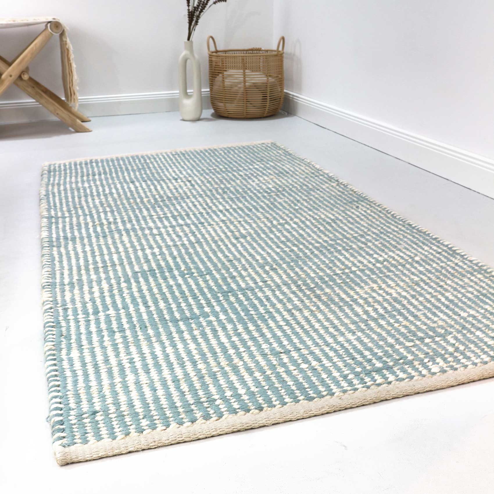Esprit Kelim Teppich Mintgrün Beige aus Jute & Wolle "Gobi"