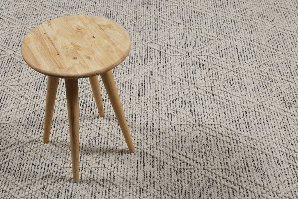 Esprit Teppich handgewebt Weiß Hellgrau aus Wolle "Ivy"