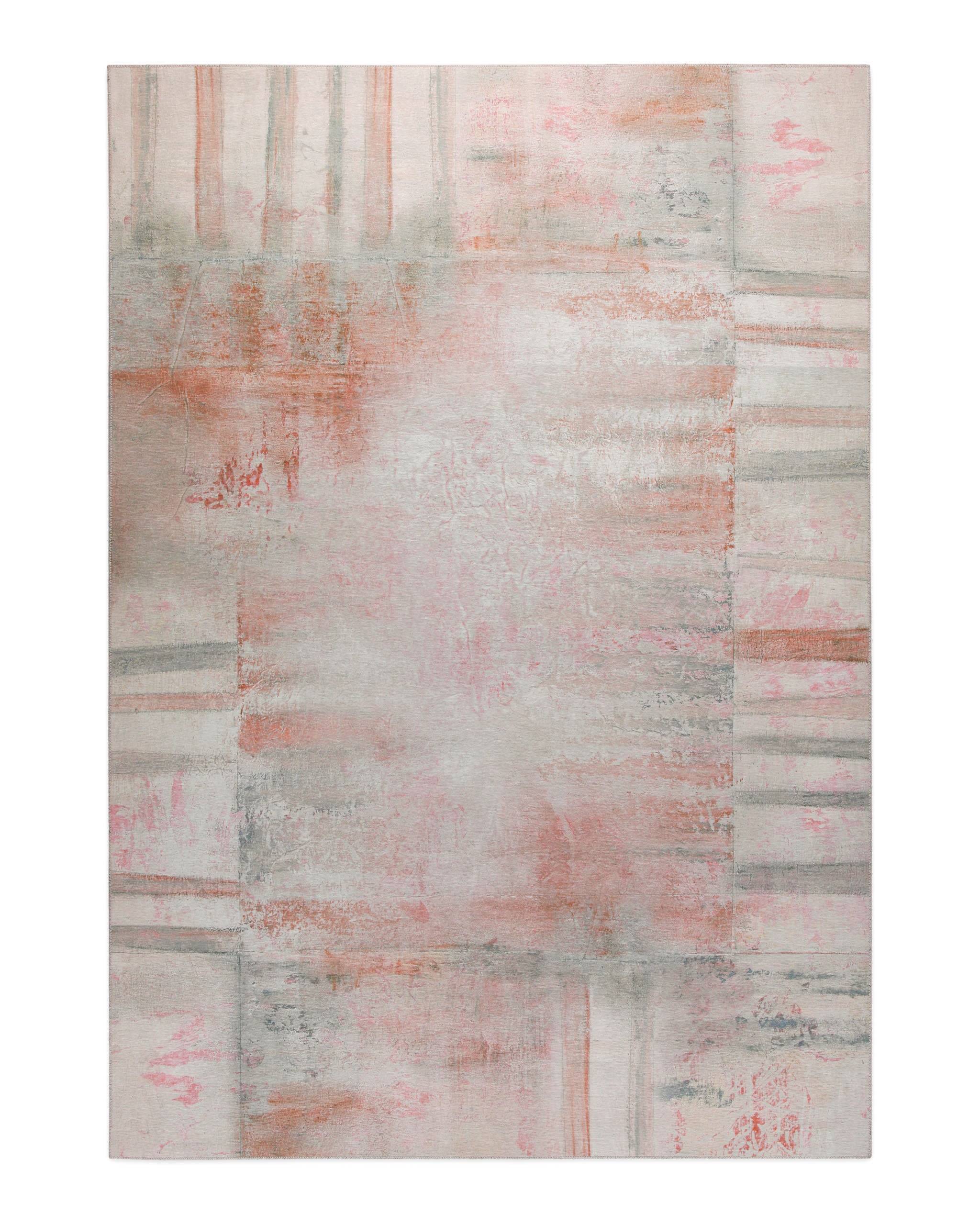 Esprit Flachwebteppich "Maui" Alt Rosa, Freisteller-Ansicht von oben mit dem markanten Patchwork-Muster