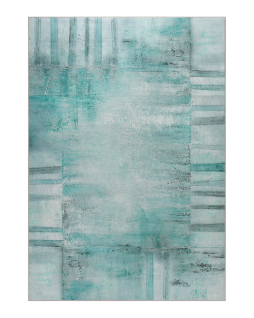 Esprit Flachwebteppich "Maui" Blau Multi, Produktfoto freigestellt mit Blick auf das gesamte Musterbild