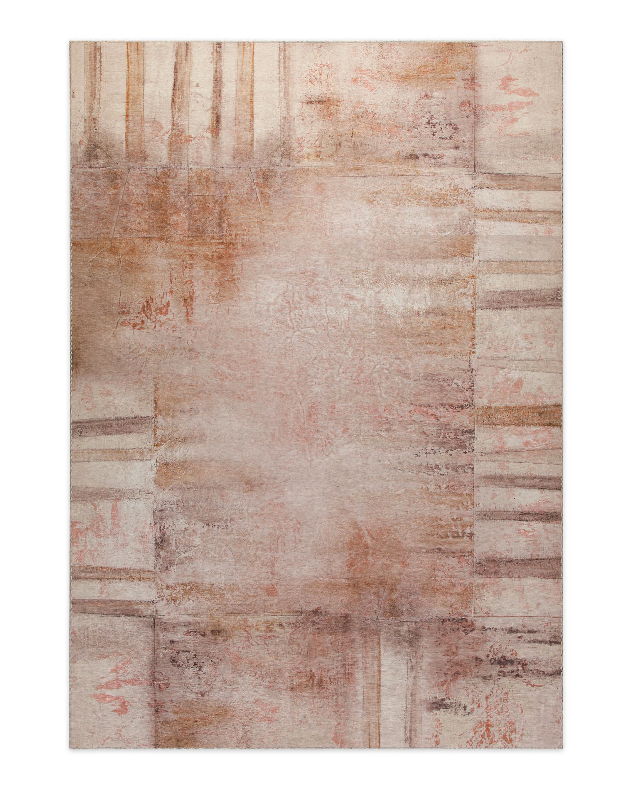 Esprit Flachwebteppich "Maui" Beige Rot als Freisteller, gut erkennbares Streifen- und Flächenmuster