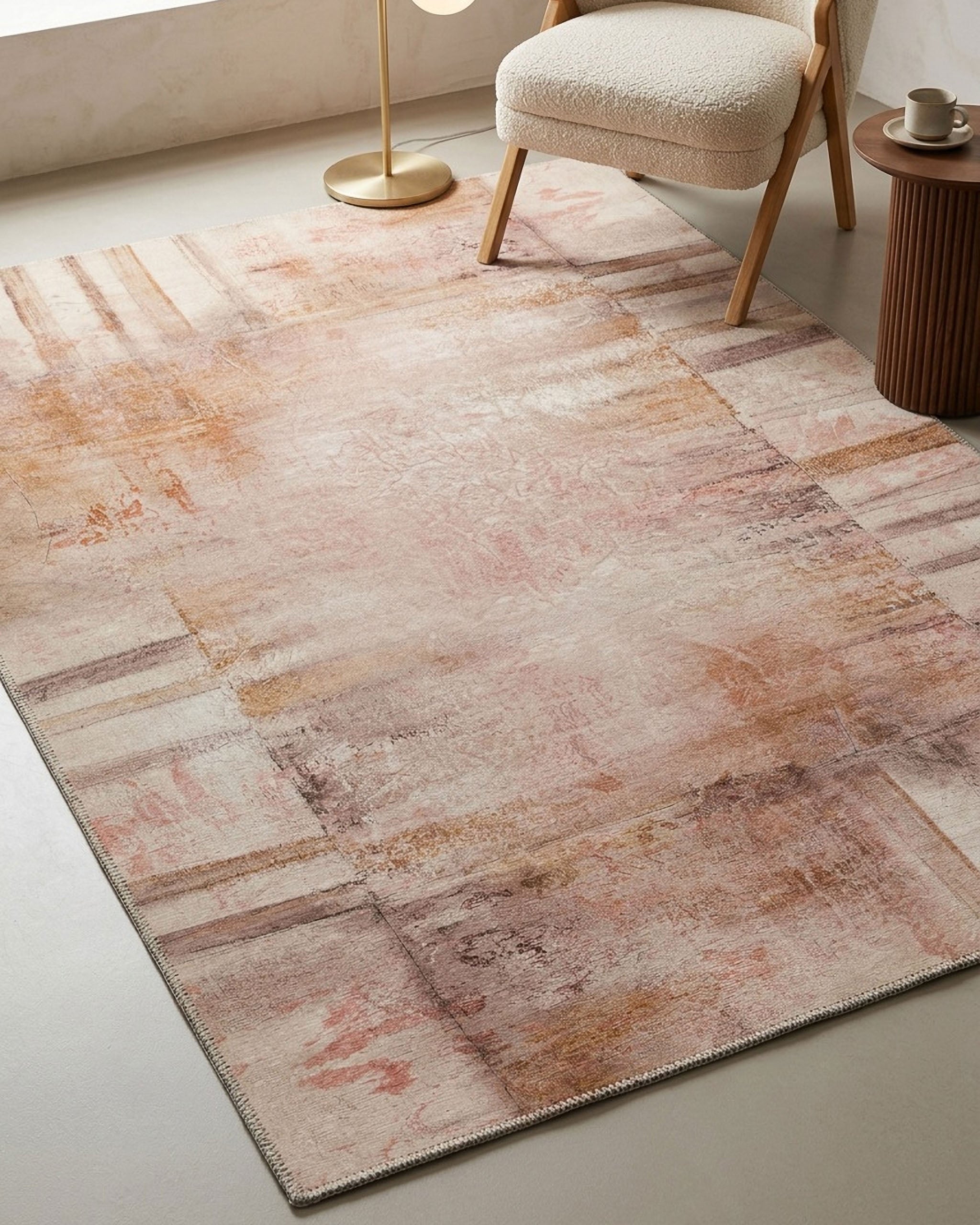 Esprit Flachwebteppich "Maui" Beige Rot, Rauminszenierung in modernem Wohnzimmer