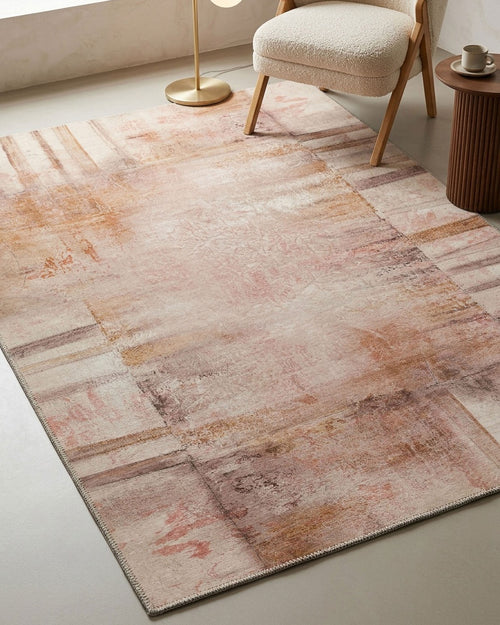 Esprit Flachwebteppich "Maui" Beige Rot, Rauminszenierung in modernem Wohnzimmer