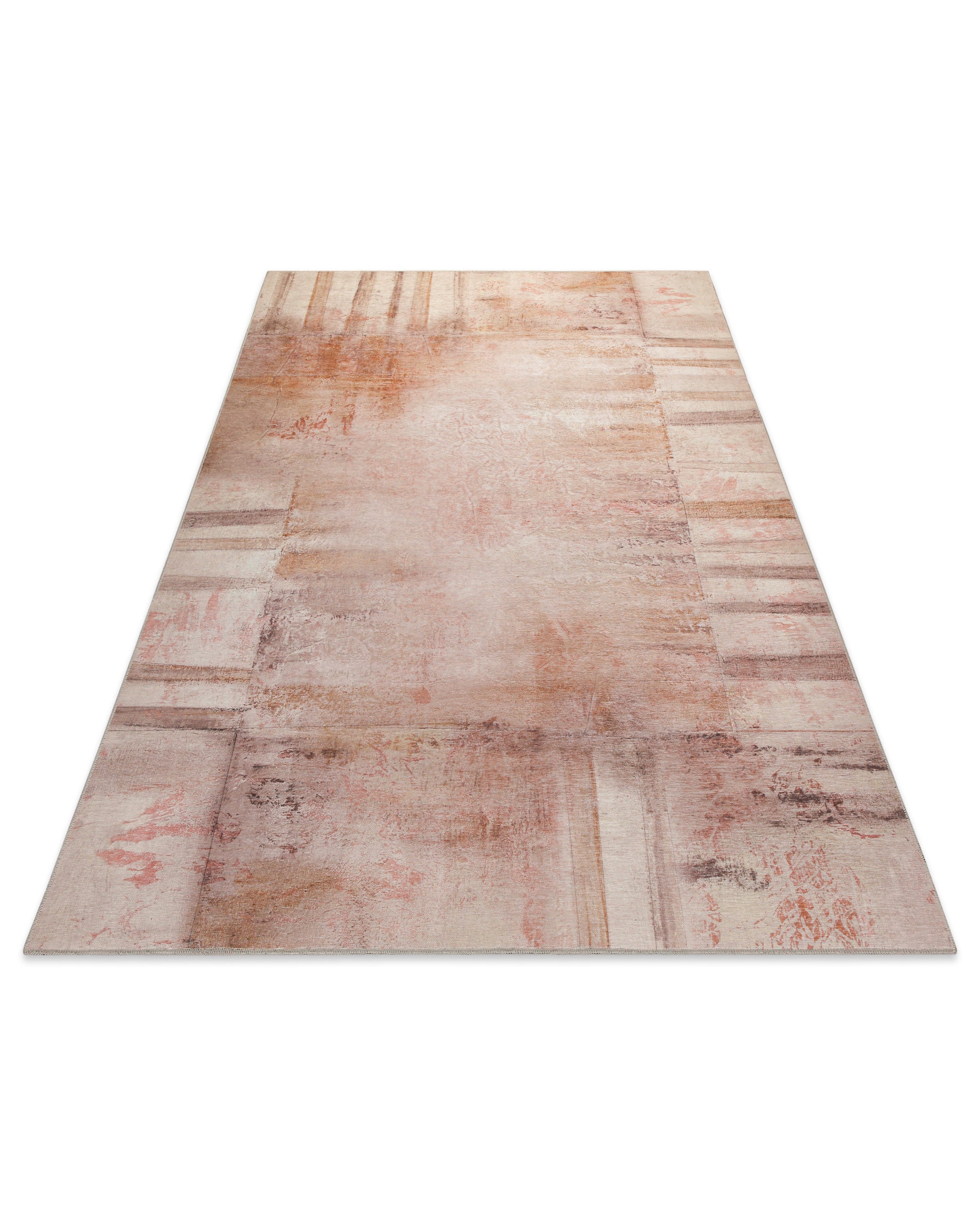 Esprit Flachwebteppich "Maui" Beige Rot, Ansicht von der Seite mit Blick auf die volle Länge