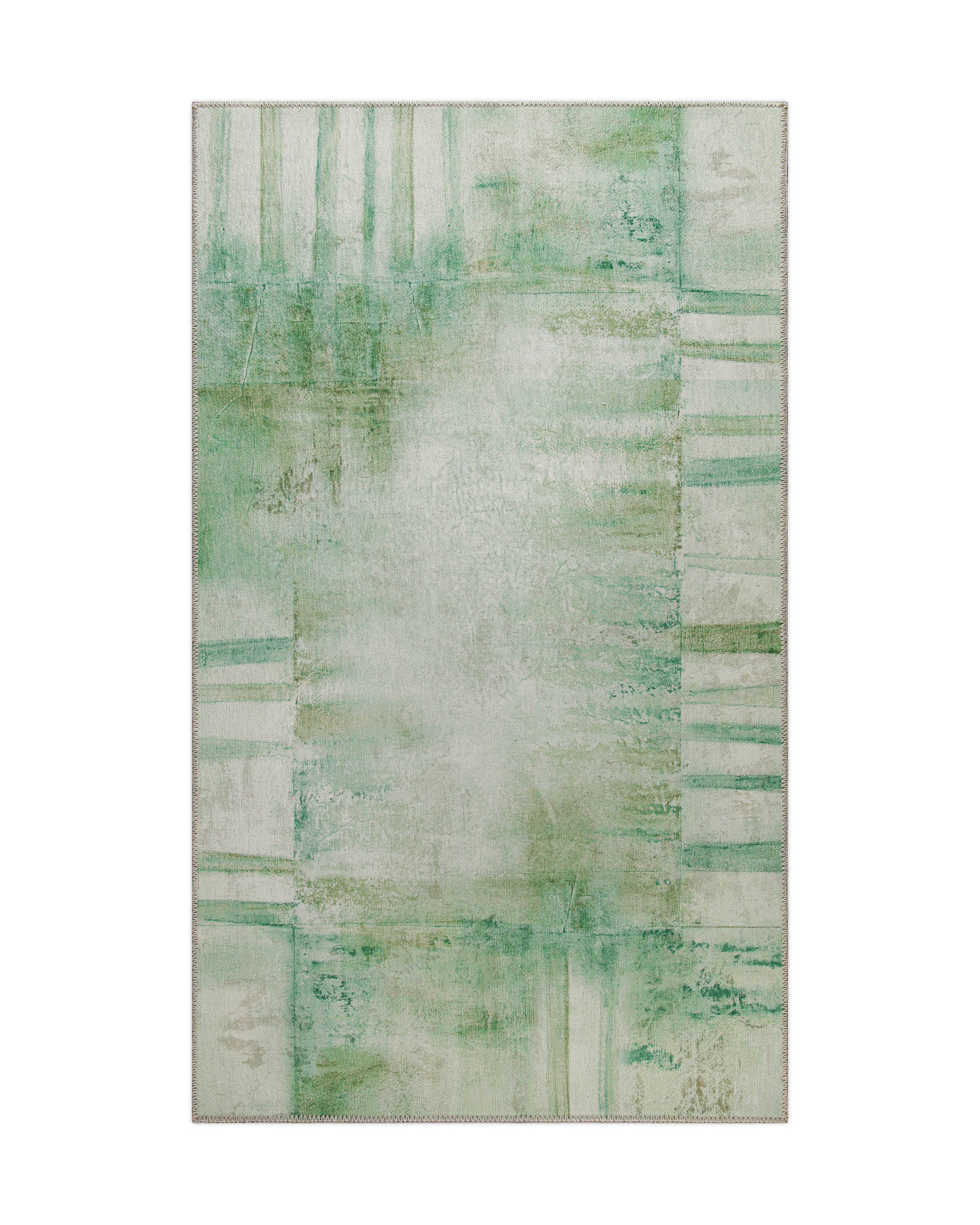 Esprit Flachwebteppich "Maui" Grün Multi, Ansicht der Größe 70 x 120 cm vor weißem Hintergrund