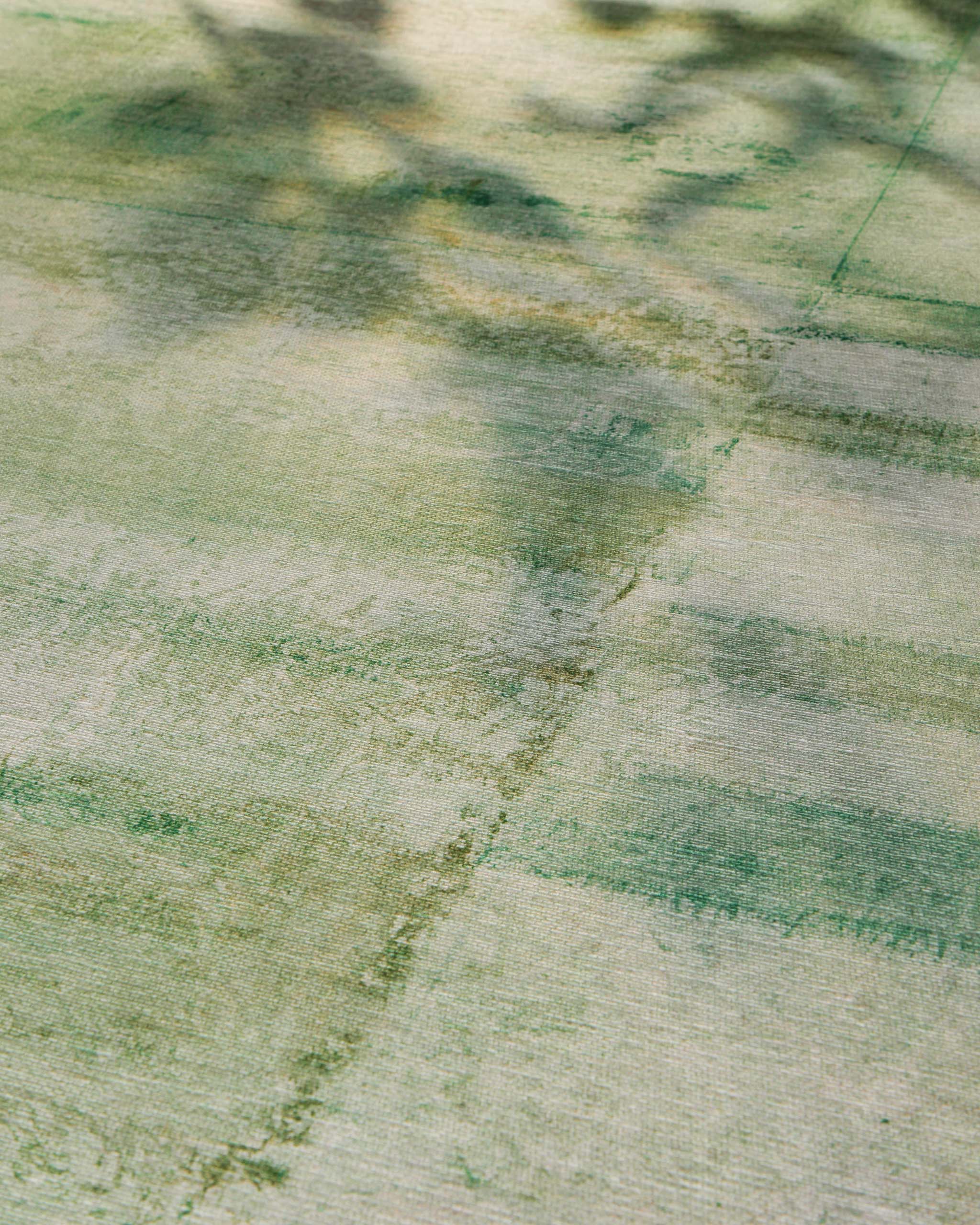 Esprit Flachwebteppich "Maui" Grün Multi, Detailfoto mit Fokus auf Farbverlauf und Struktur