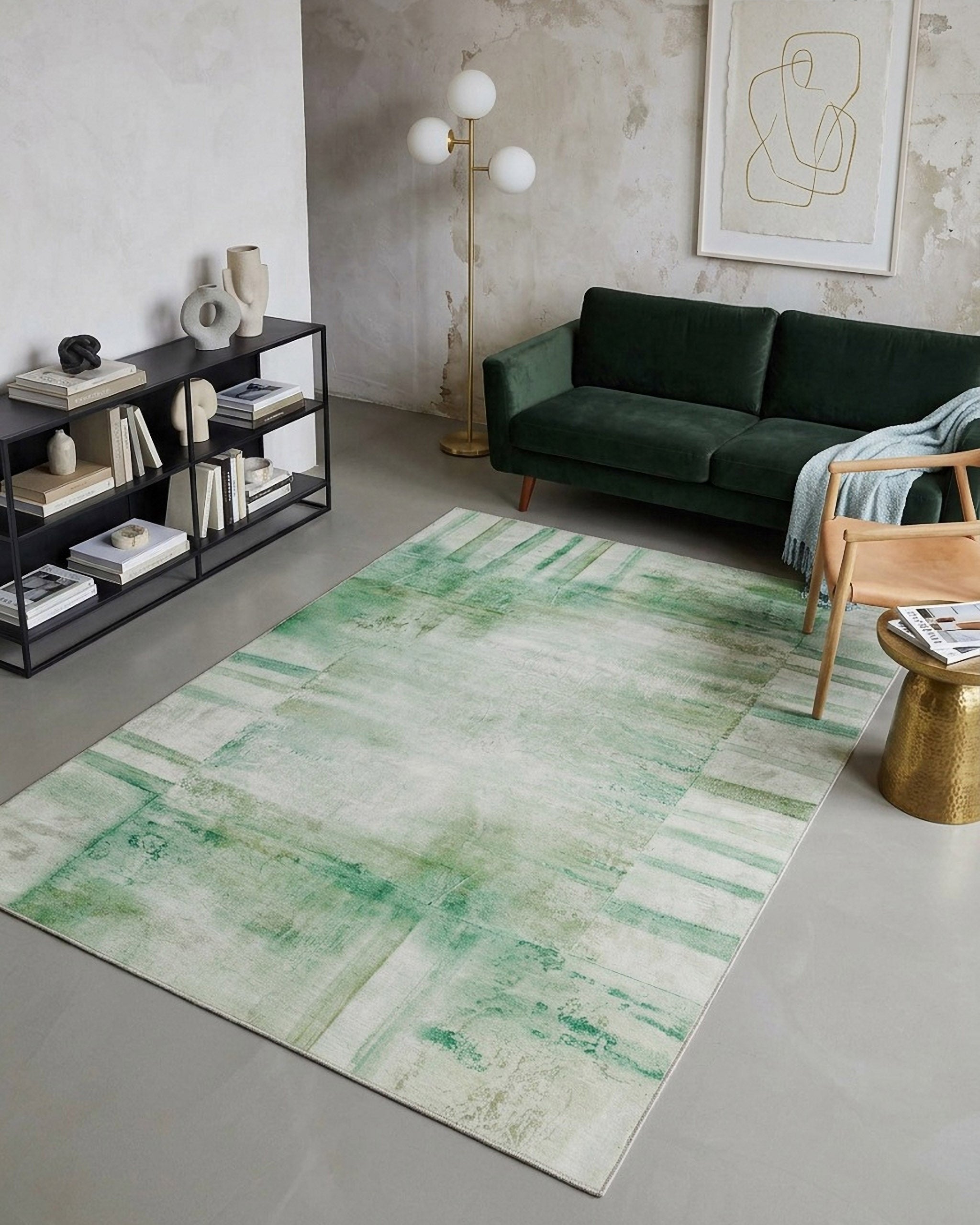 Esprit Flachwebteppich "Maui" Grün Multi, Wohnraumansicht mit stilvoller Einrichtung