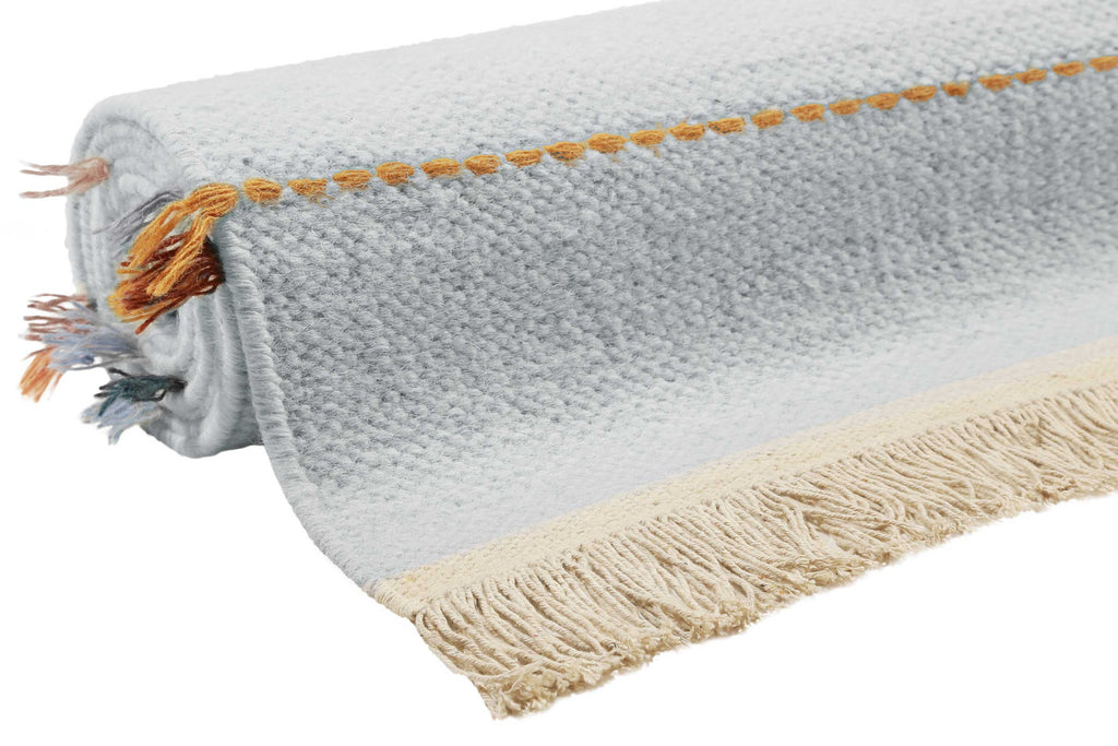 Esprit Handwebteppich Grau Blau Bunt aus Wolle "Lina"
