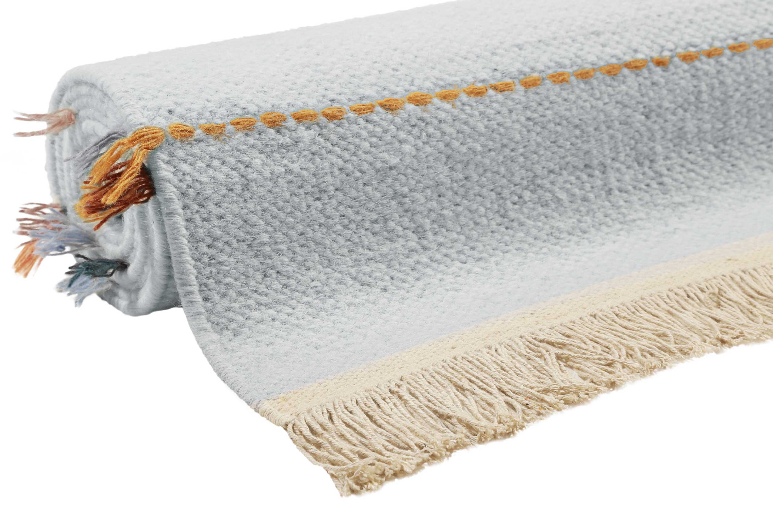 Esprit Handwebteppich Grau Blau Bunt aus Wolle "Lina"