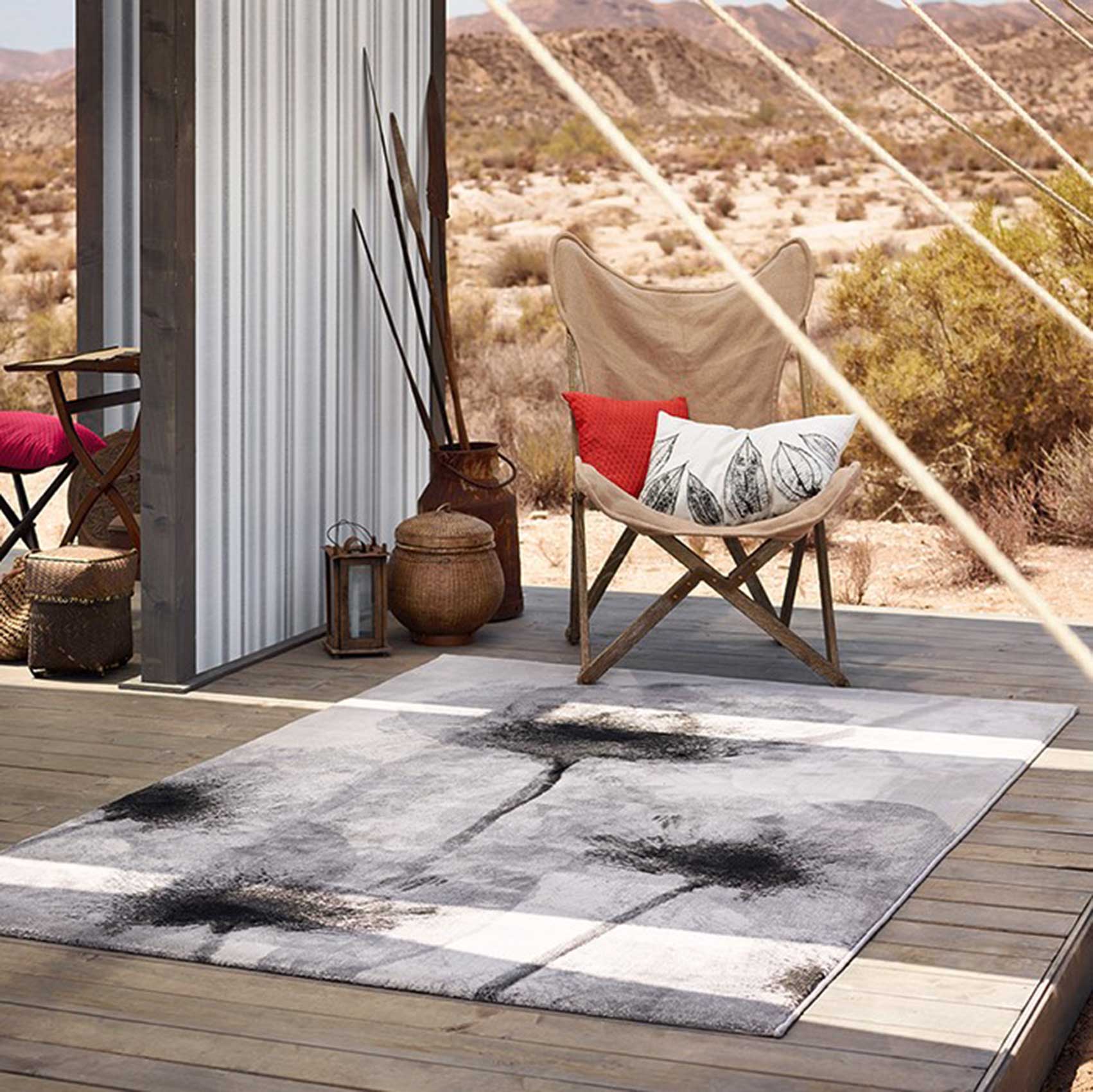 Esprit Teppich Grau Anthrazit Kurzflor "Night Shade"