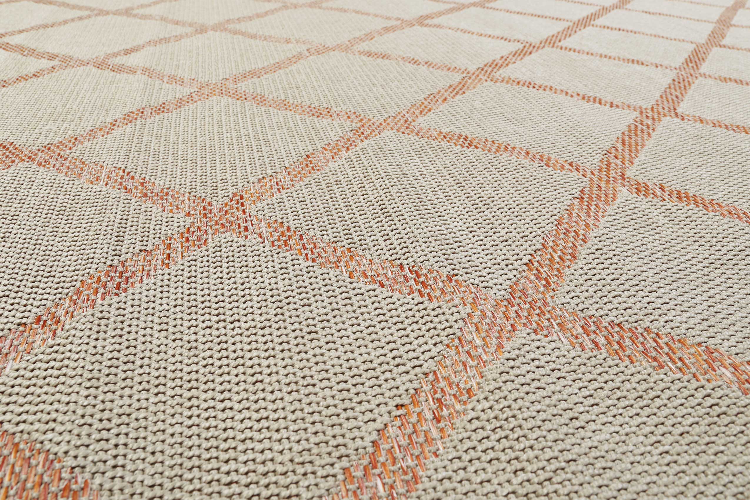 Esprit Teppich In & Outdoor Beige Orange Rot "Rhomb"