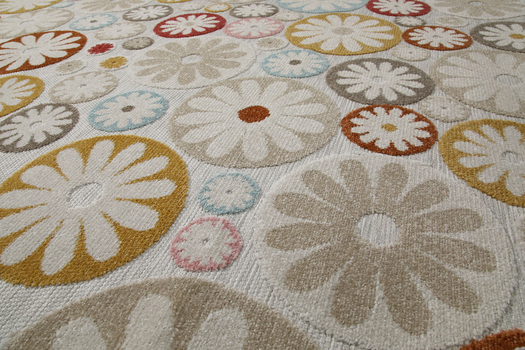 In & Outdoorteppich Beige Bunt "Flowerdrops" WECONhome