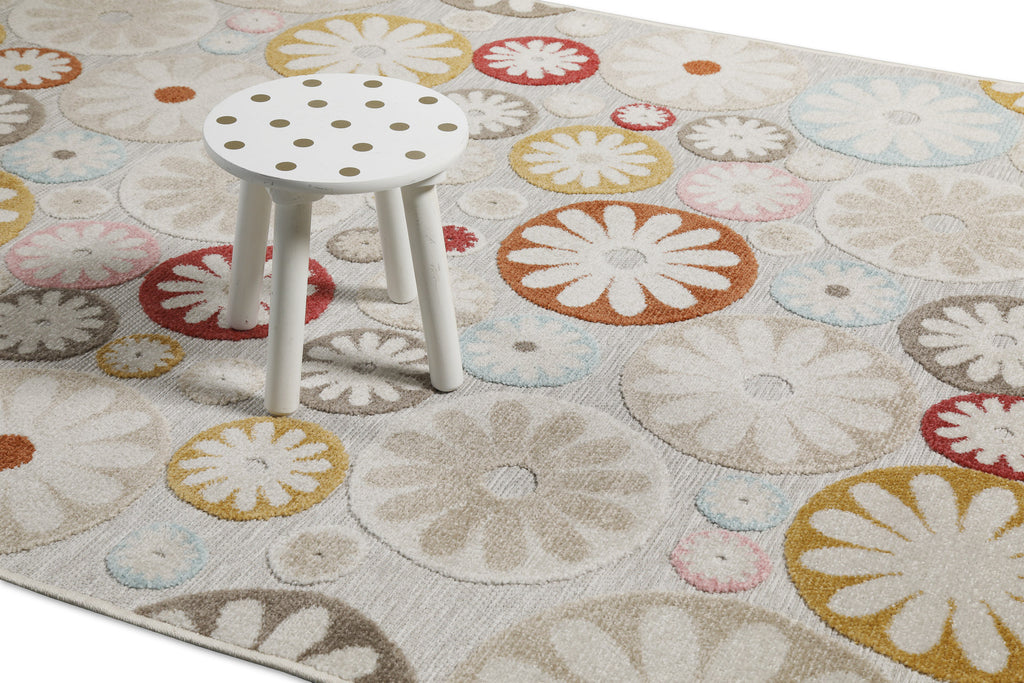 In & Outdoorteppich Beige Bunt "Flowerdrops" WECONhome