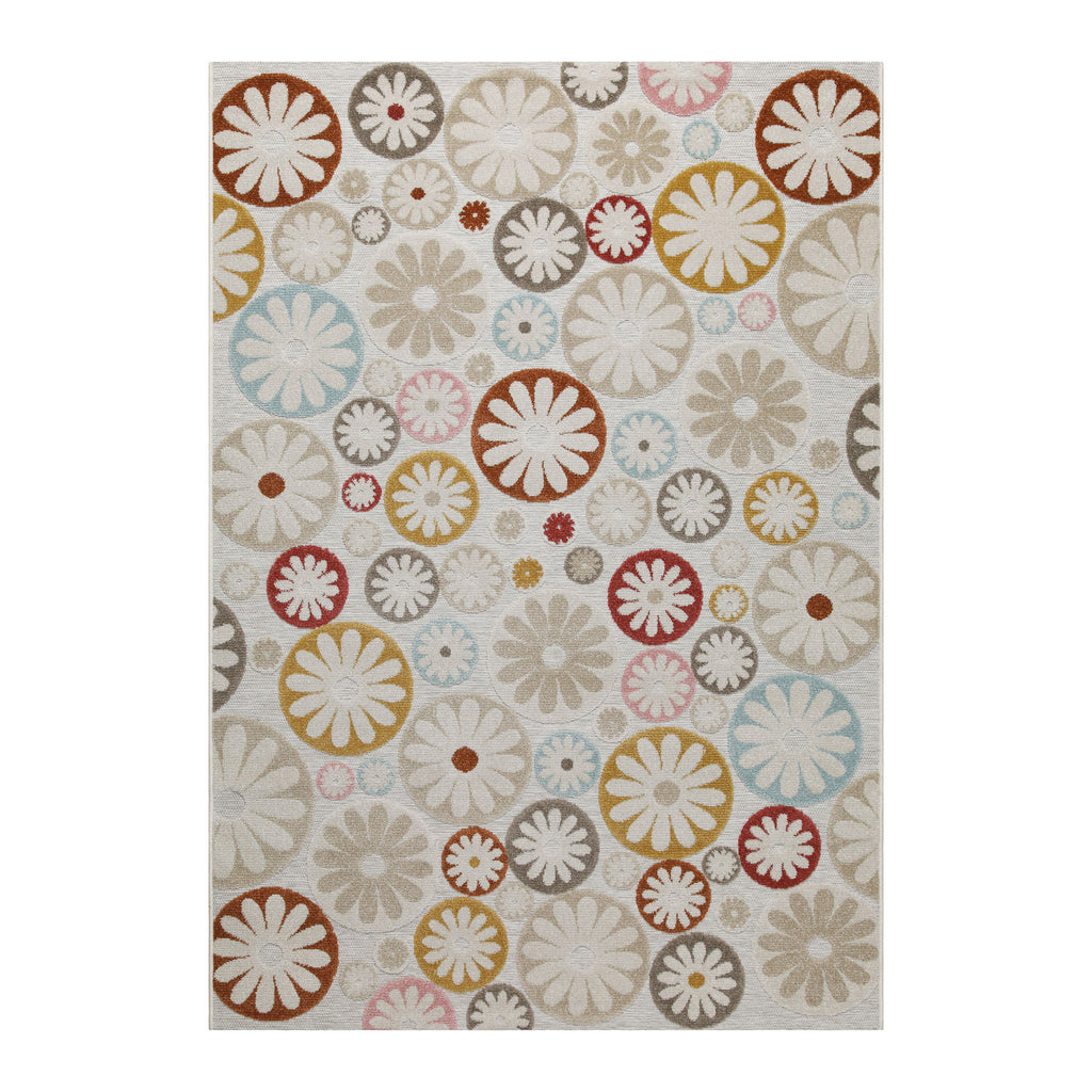 In & Outdoorteppich Beige Bunt "Flowerdrops" WECONhome
