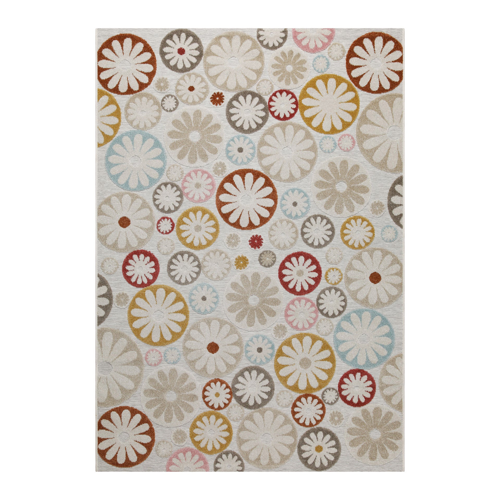 In & Outdoorteppich Beige Bunt "Flowerdrops" WECONhome