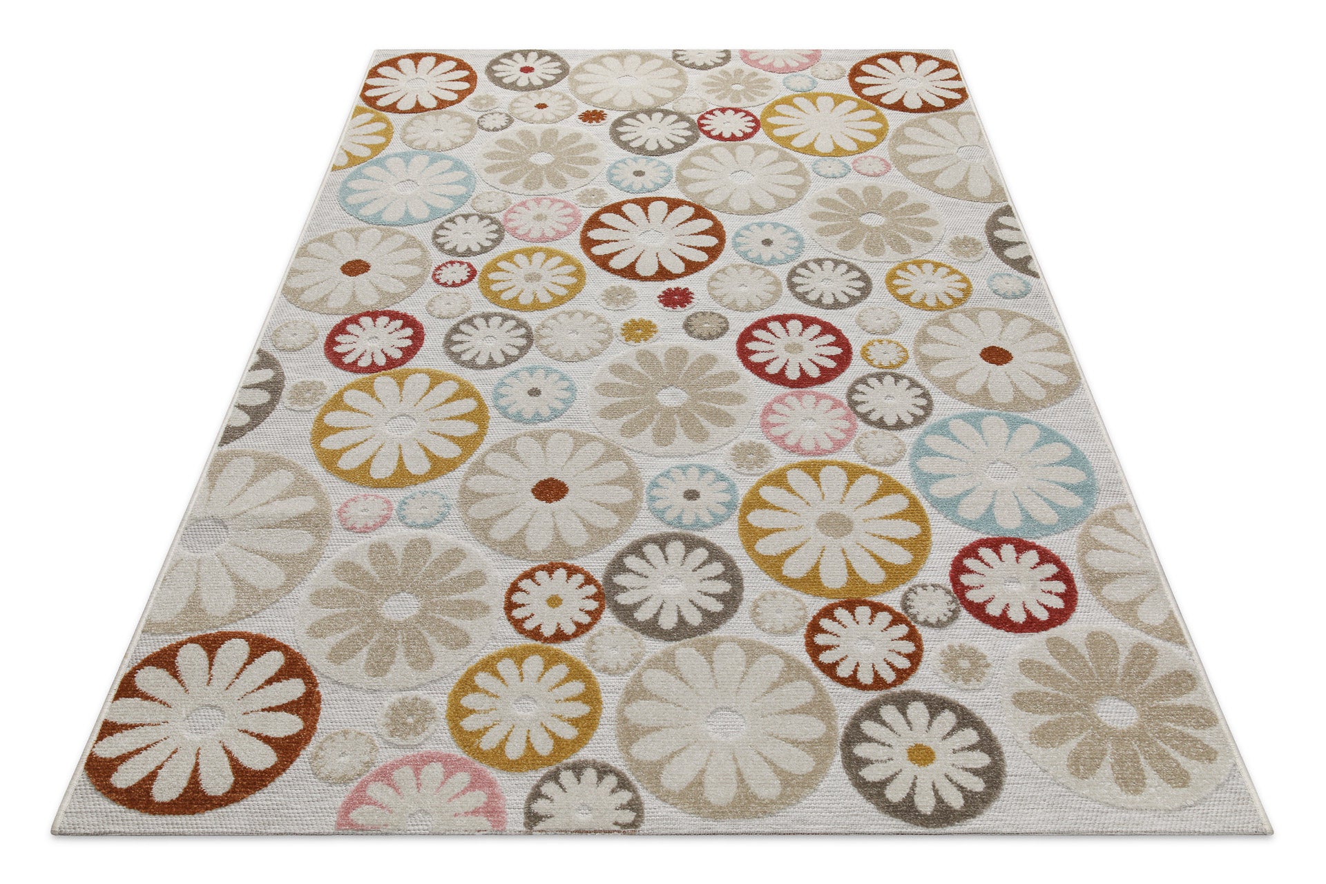 In & Outdoorteppich Beige Bunt "Flowerdrops" WECONhome