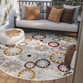 In & Outdoorteppich Rund Beige Bunt "Flowerdrops" WECONhome