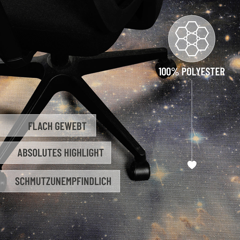 Gewebter Gamerteppich bedruckt Schwarz Multi "Galactic Glow" WECONhome