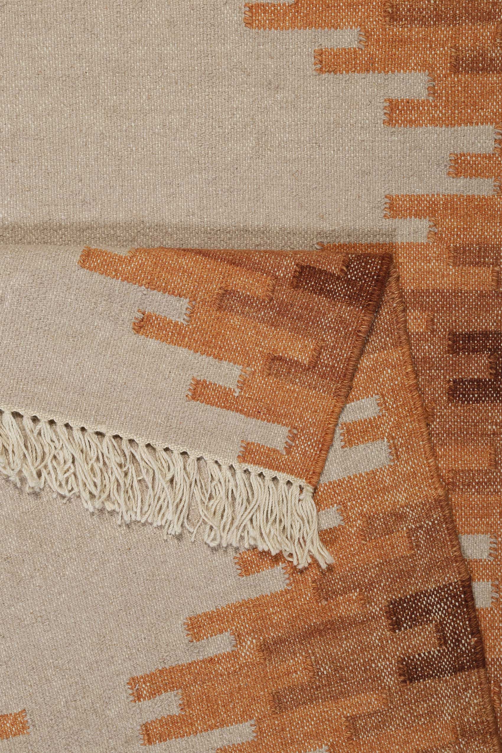 Kelim Teppich Beige Terracotta aus Wolle "Belle" Green Looop