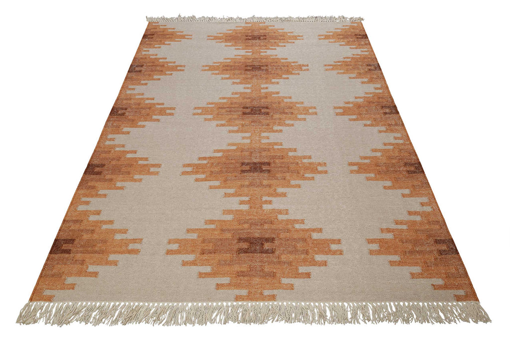 Kelim Teppich Beige Terracotta aus Wolle "Belle" Green Looop