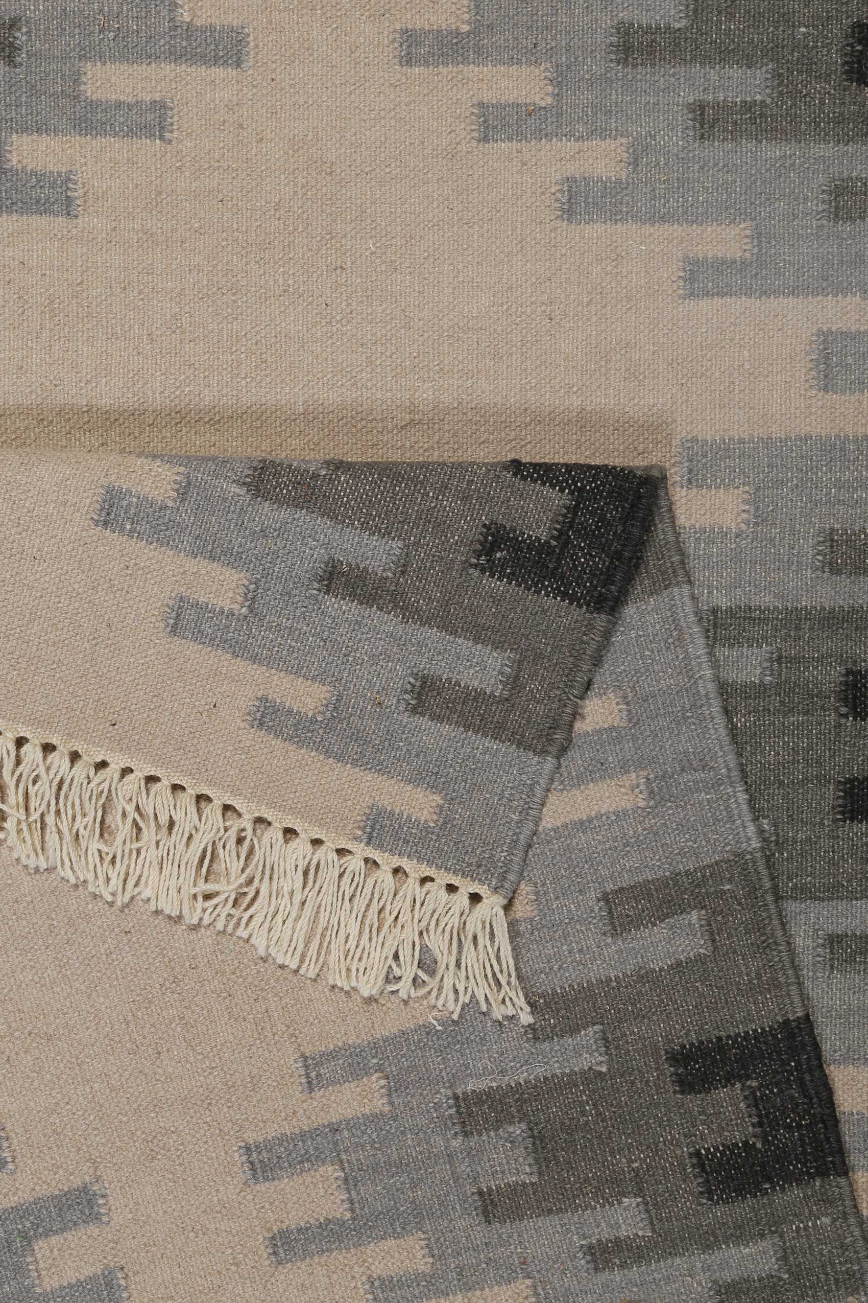 Kelim Teppich Beige Grau aus Wolle "Belle" Green Looop