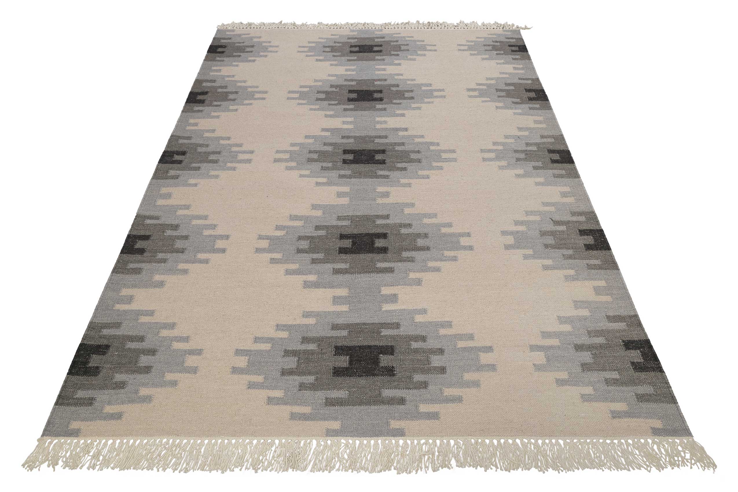 Kelim Teppich Beige Grau aus Wolle "Belle" Green Looop