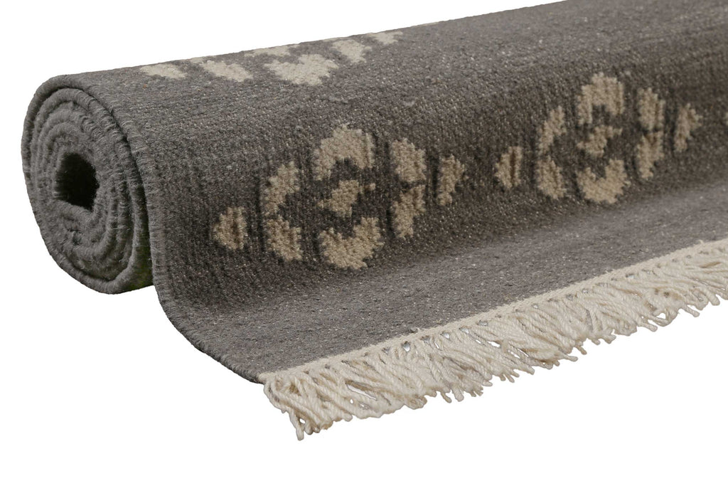Kelim Teppich Dunkelgrau aus Wolle "Belmont" Green Looop
