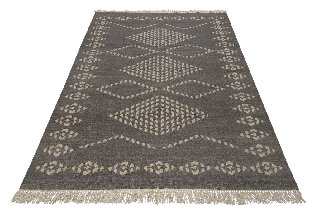 Kelim Teppich Dunkelgrau aus Wolle "Belmont" Green Looop