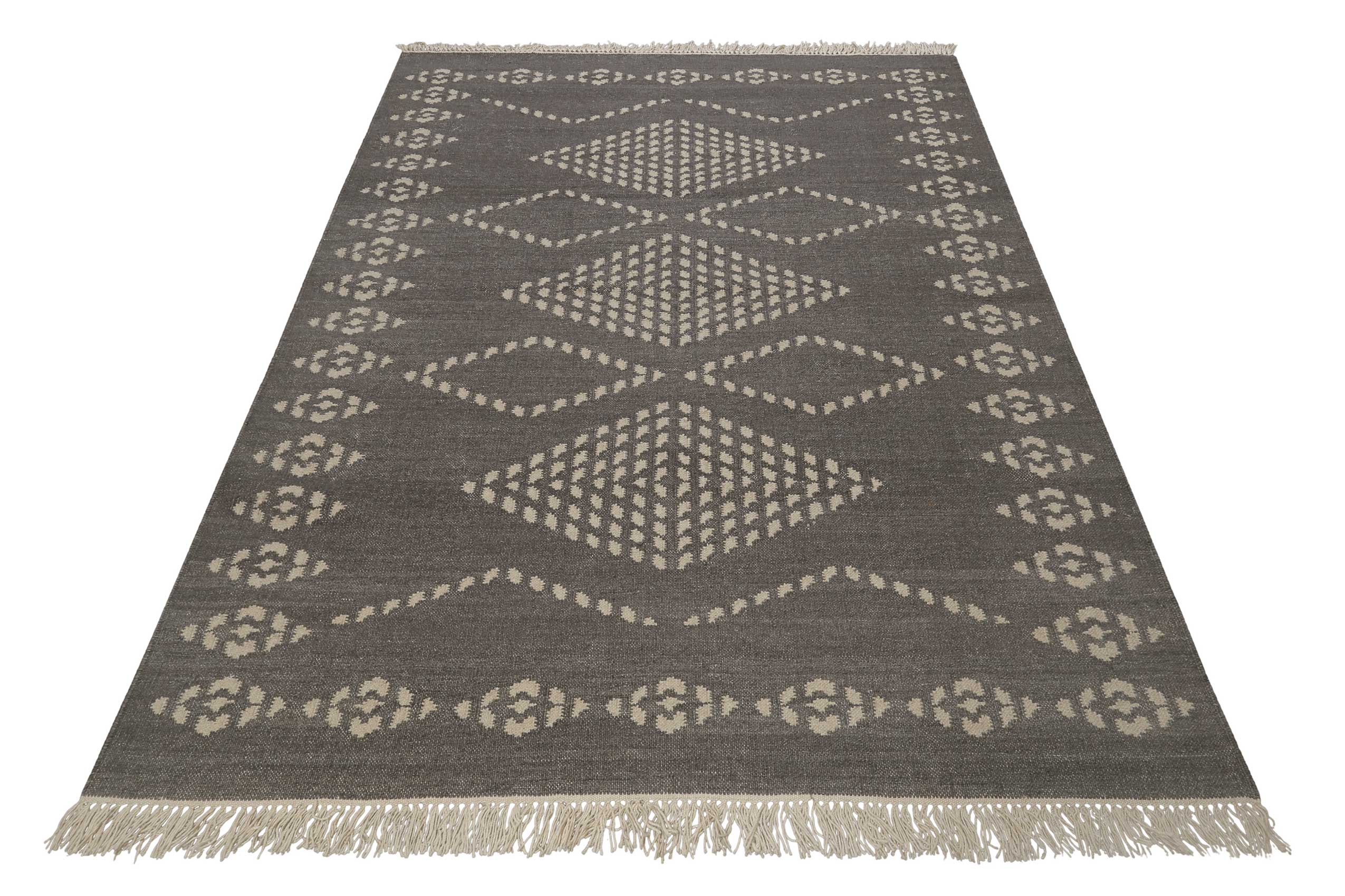 Kelim Teppich Dunkelgrau aus Wolle "Belmont" Green Looop