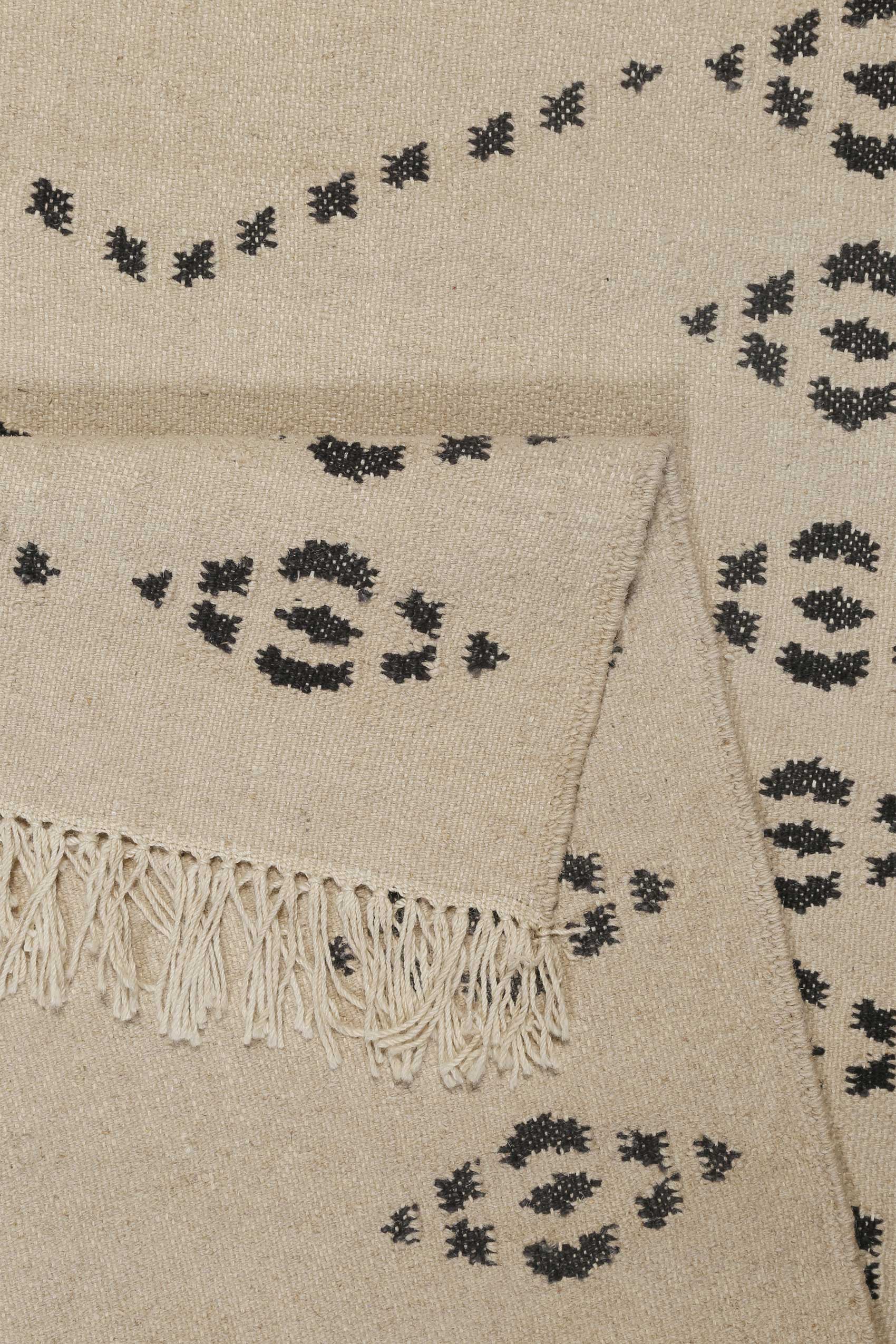Kelim Teppich Creme Beige aus Wolle "Belmont" Green Looop