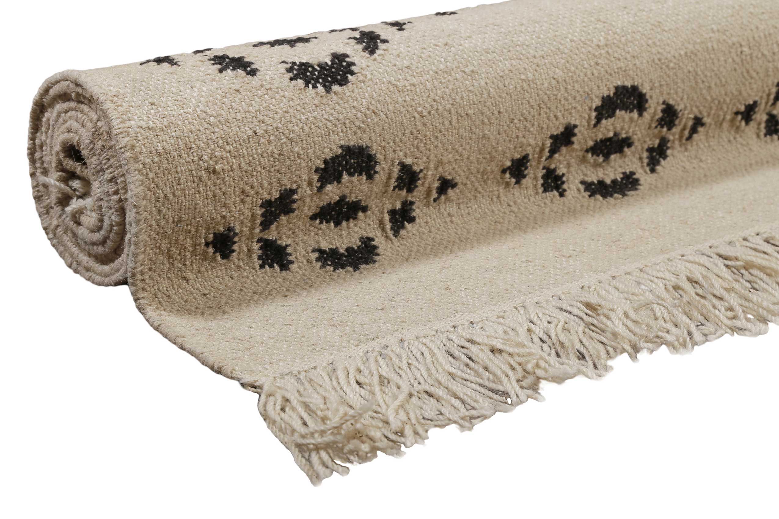Kelim Teppich Creme Beige aus Wolle "Belmont" Green Looop