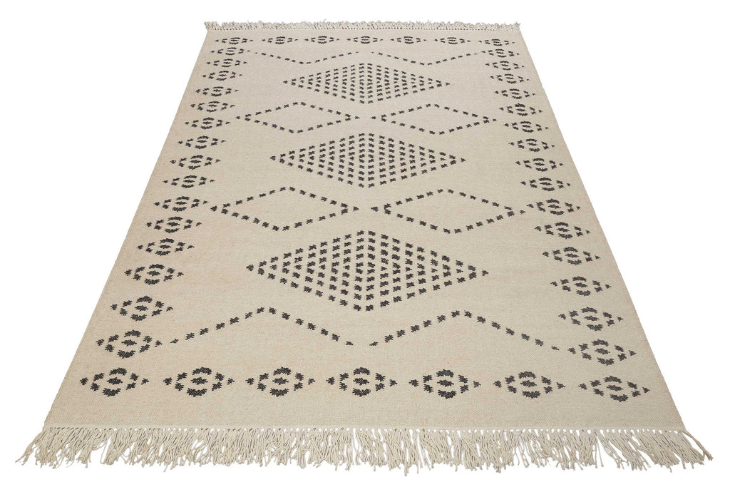 Kelim Teppich Creme Beige aus Wolle "Belmont" Green Looop