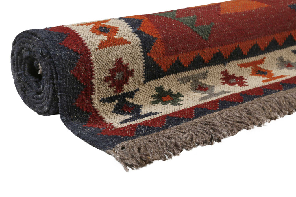 Kelim Teppich Rot aus Wolle "Blancard" Green Looop