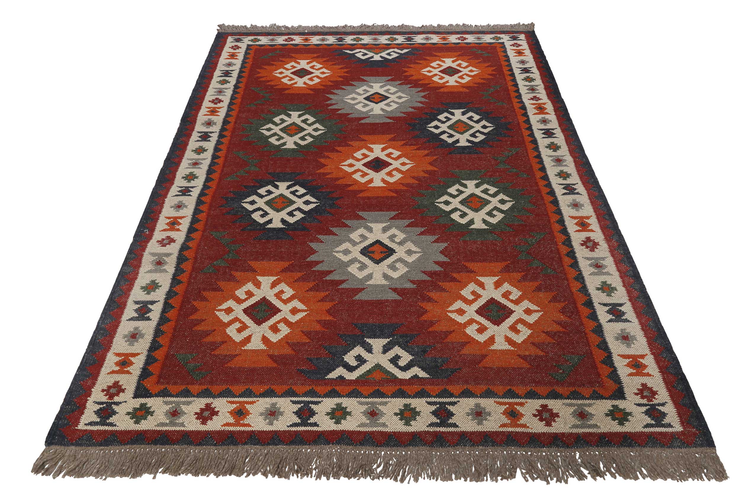 Kelim Teppich Rot aus Wolle "Blancard" Green Looop