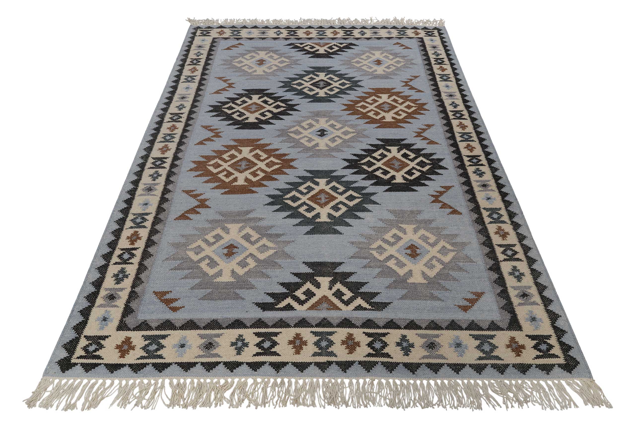 Kelim Teppich Hellblau aus Wolle "Blancard" Green Looop