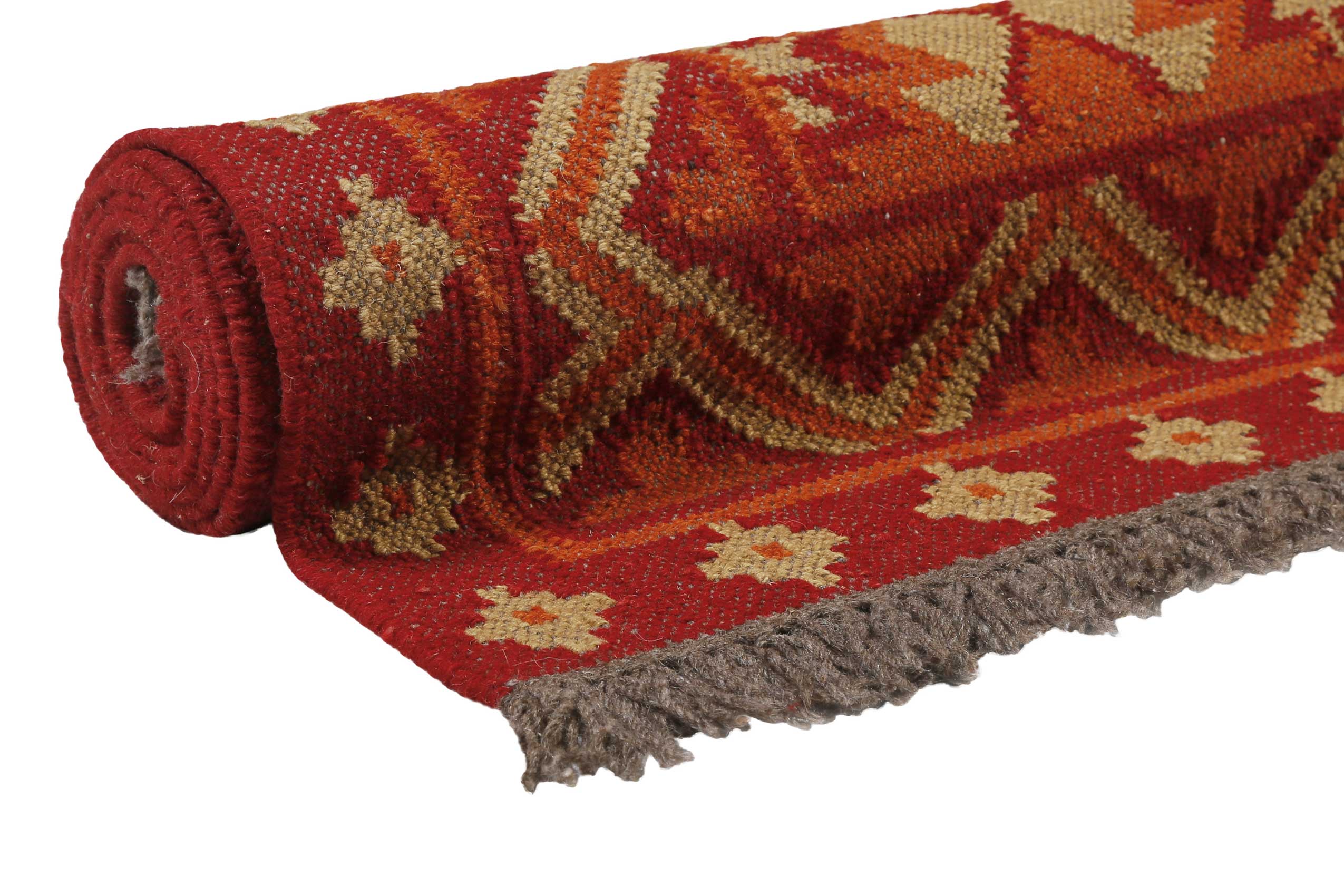 Kelim Teppich Rostrot aus Wolle "Clare" Green Looop