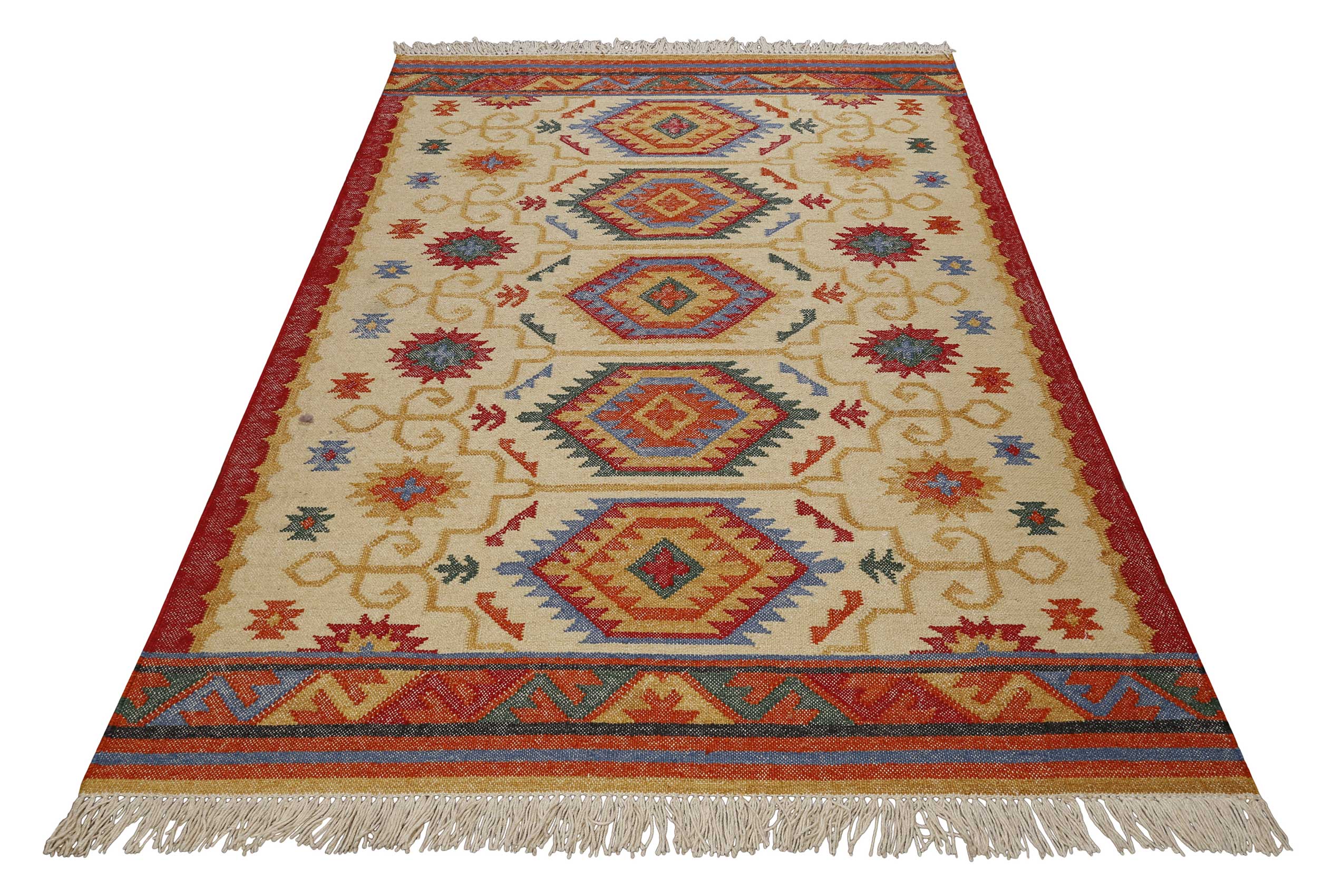 Kelim Teppich Beige aus Wolle "Valere" Green Looop