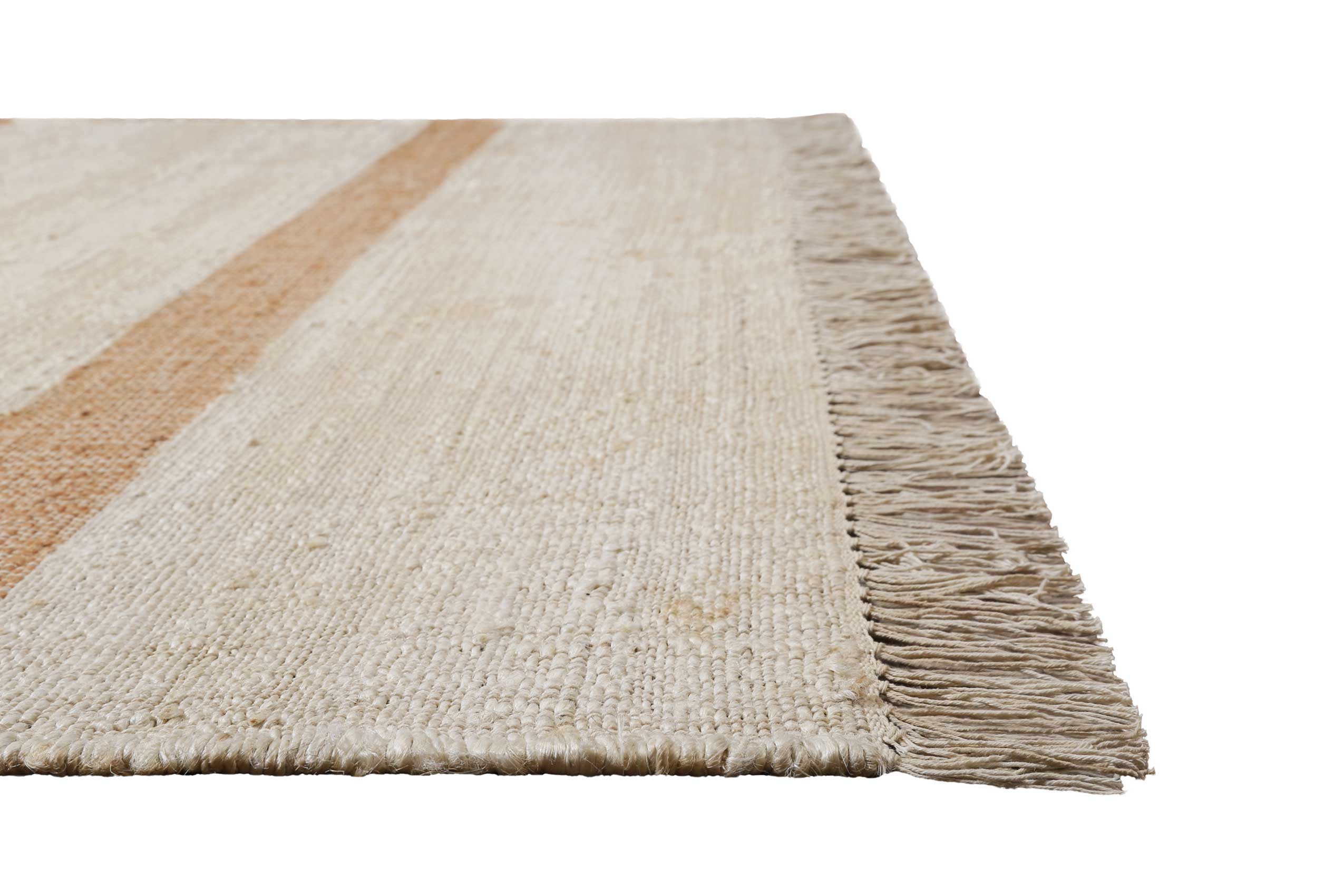 Handwebteppich Creme Beige Cognac aus Naturfaser "Vante" Green Looop