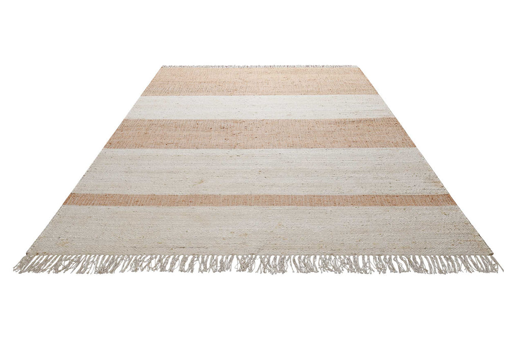 Handwebteppich Creme Beige Cognac aus Naturfaser "Vante" Green Looop